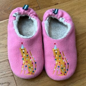 Joules Pink Fleece Cat Party Footie Slippers